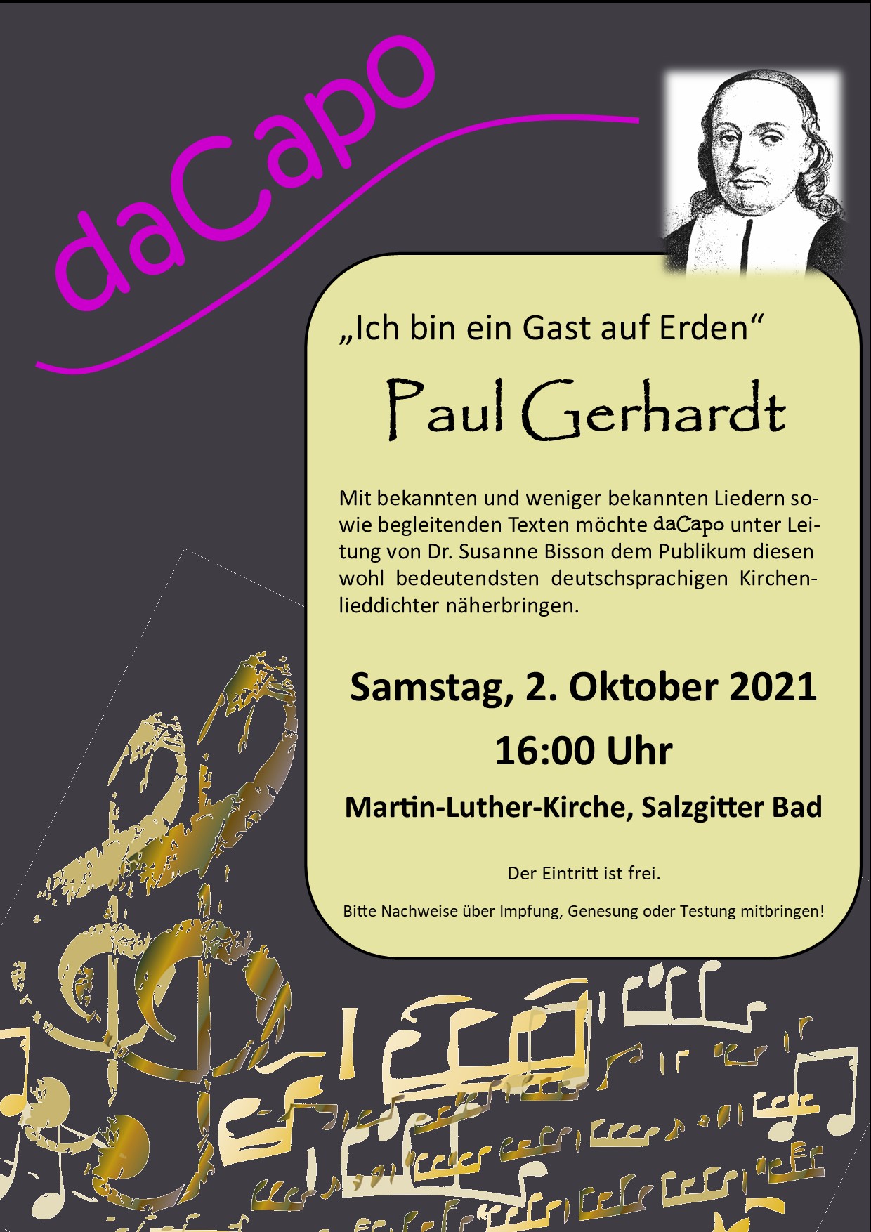 Ich bin ein Gast auf Erden – Paul-Gerhardt-Konzert am 2. Oktober 2021